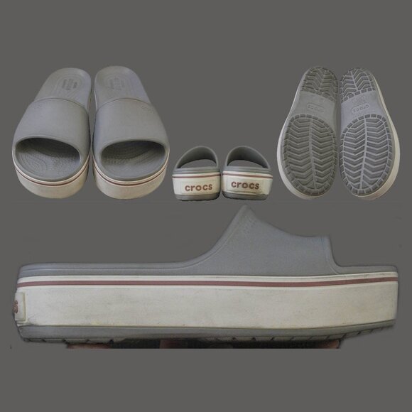 Crocs Crocband Platform Flip Flops Slides Sandals Women’s Size 10, Grey - Picture 1 of 1
